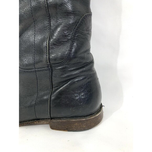 Frye 77535 Tall Knee High Boots Black Leather Sz 9B Preowned (Read Description) - Picture 2 of 16